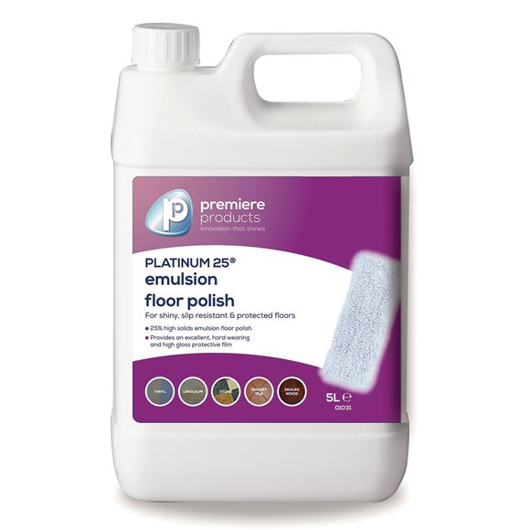 Seldram Supplies. PREMIER PLATINUM 25 EMULSION FLOOR POLISH 5ltr
